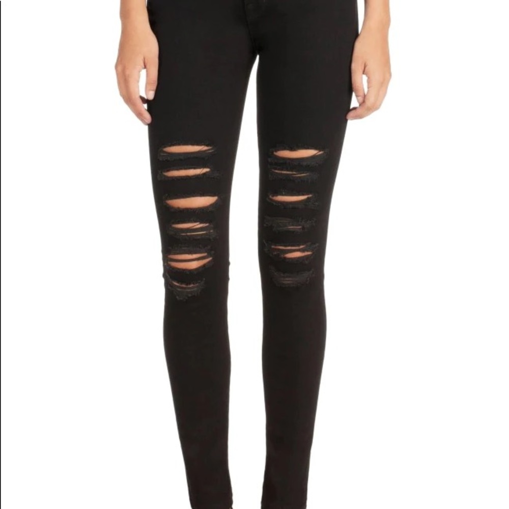 J. Brand Maria High Rise Destructed Black Jeans